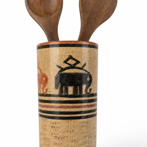 Bitossi Pottery Vase Elephant Aldo Londi Mid Century Modern Rosenthal Netter Utensil Holder of Vase Made in Italy