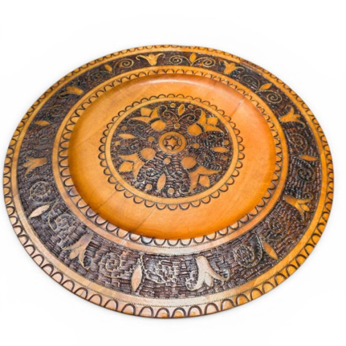 Vintage Polish Zakopane Wooden Platter | Hand-Carved Folk Art Decorative Tray